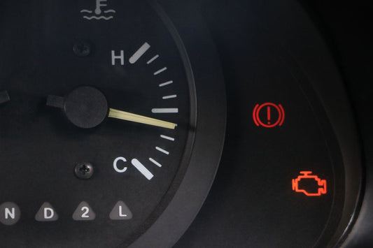 A car with the check engine light turned on