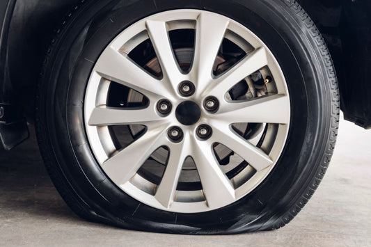 A car with a flat tire